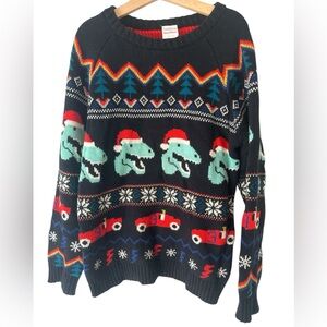 Hanna Anderson Boys size 8 Dinosaur Christmas Sweater EUC